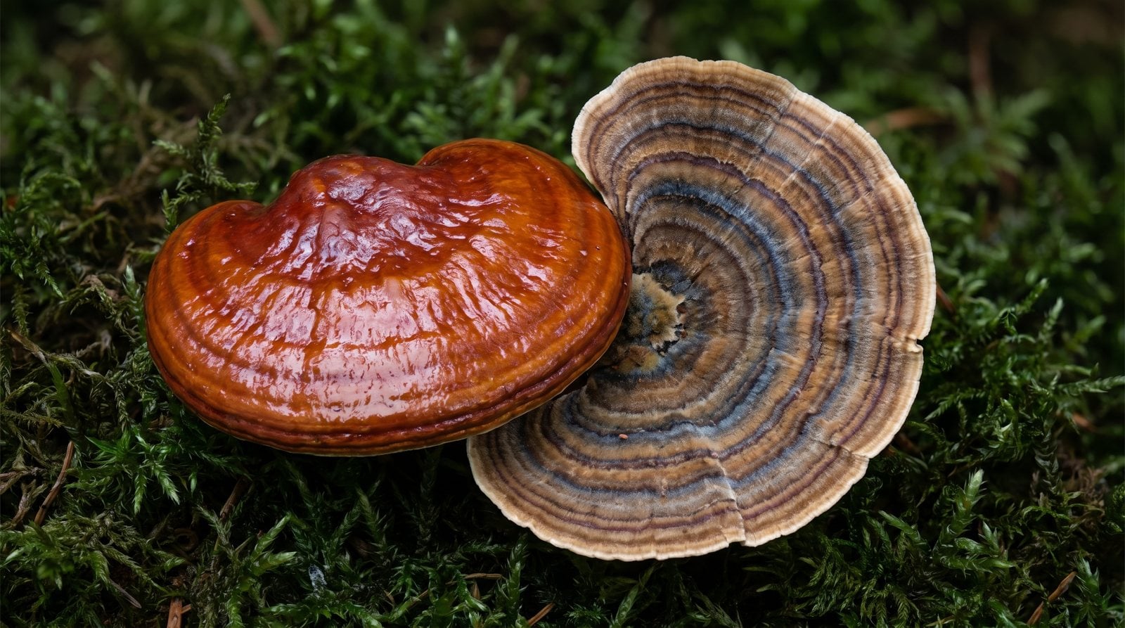 Reishi and turkey tail mushrooms used in Canna Mood mushroom gummies